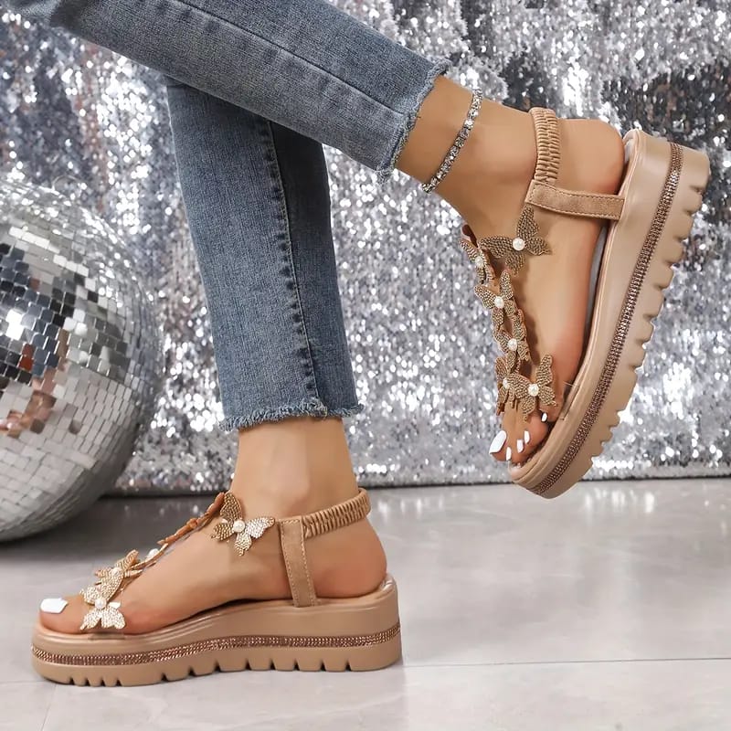 ✨ Sandalias Plataforma con Mariposas Brillantes – Belleza, Estilo y Confort en Cada Paso ✨