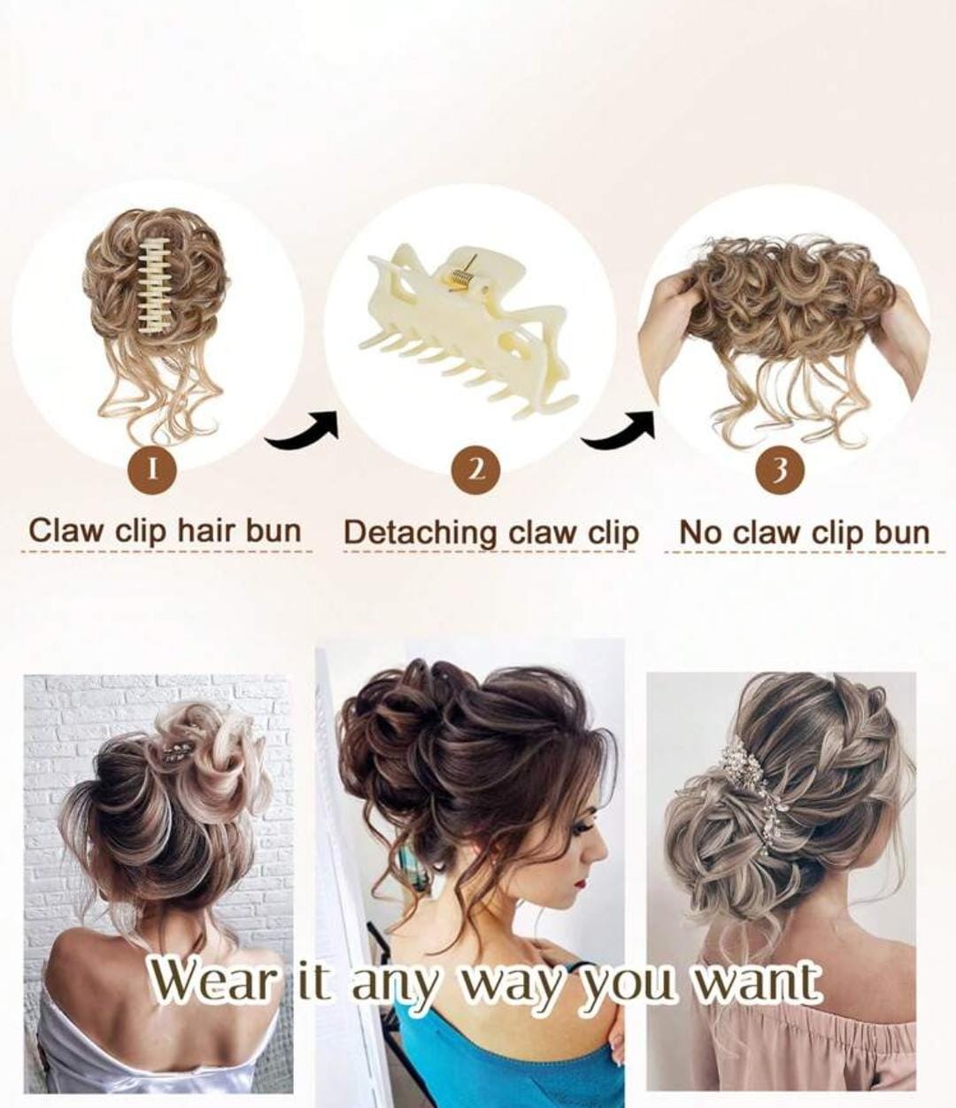 💖 Moño Extensión de Cabello Natural Elegance Bun🔥Luce elegante al instante