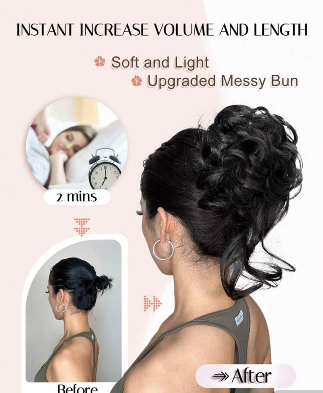 💖 Moño Extensión de Cabello Natural Elegance Bun🔥Luce elegante al instante
