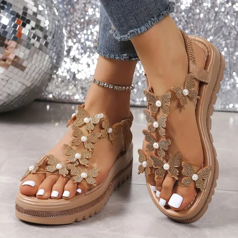 ✨ Sandalias Plataforma con Mariposas Brillantes – Belleza, Estilo y Confort en Cada Paso ✨