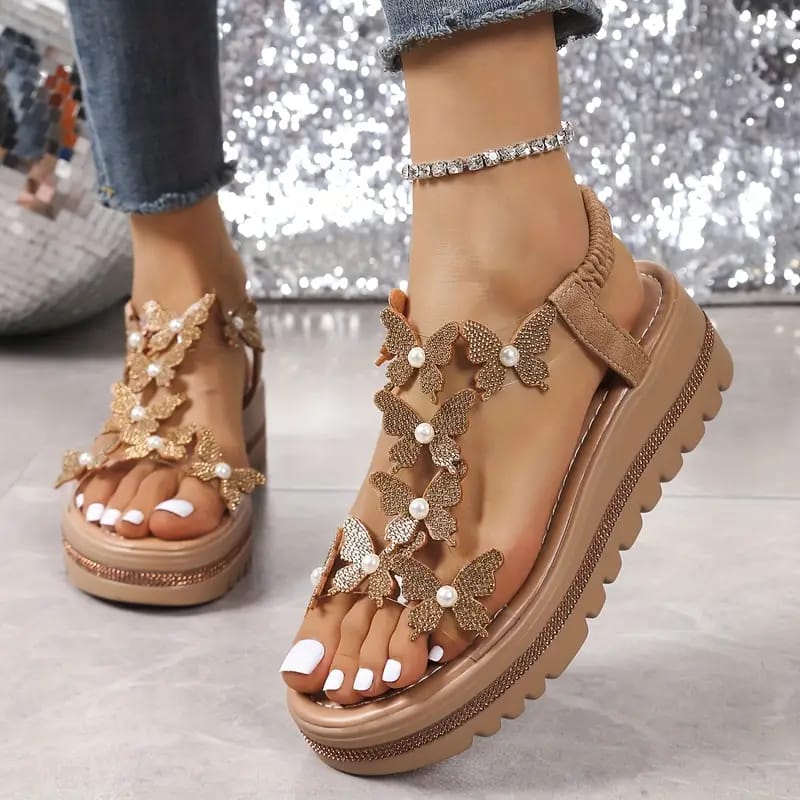 ✨ Sandalias Plataforma con Mariposas Brillantes – Belleza, Estilo y Confort en Cada Paso ✨