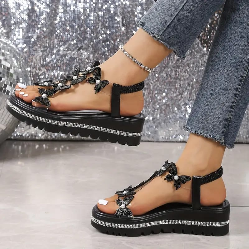✨ Sandalias Plataforma con Mariposas Brillantes – Belleza, Estilo y Confort en Cada Paso ✨
