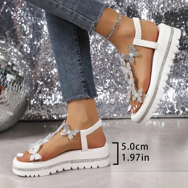 ✨ Sandalias Plataforma con Mariposas Brillantes – Belleza, Estilo y Confort en Cada Paso ✨