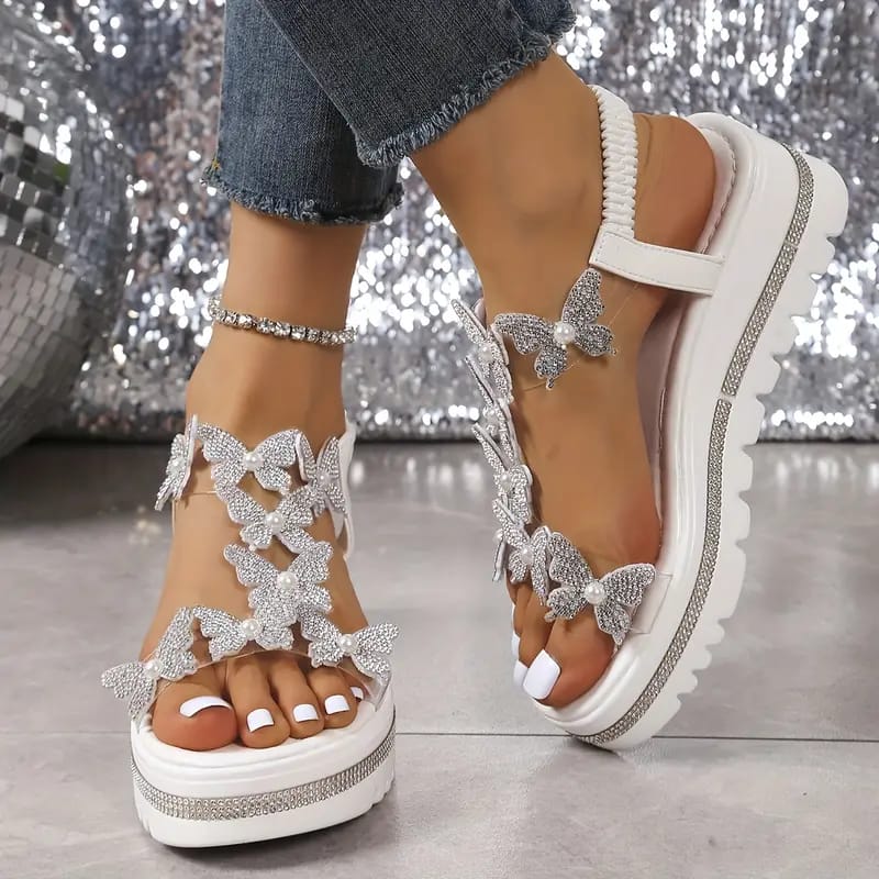 ✨ Sandalias Plataforma con Mariposas Brillantes – Belleza, Estilo y Confort en Cada Paso ✨